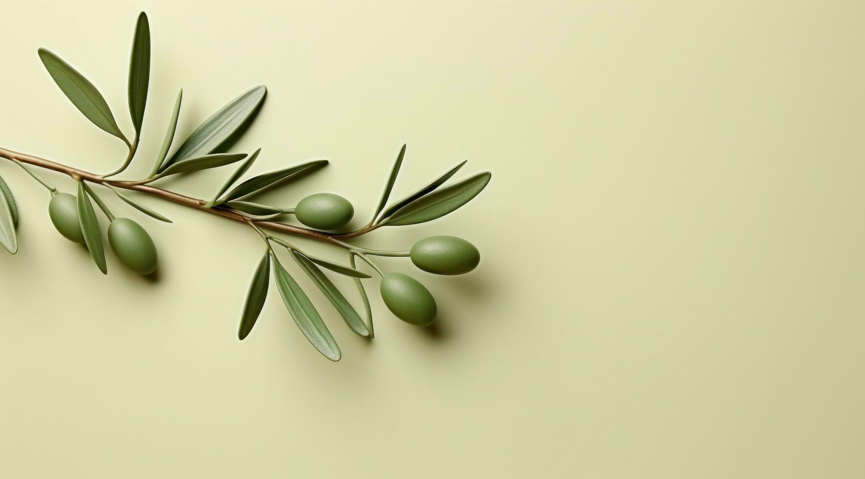 AI generated olive branch with fronds olives photo