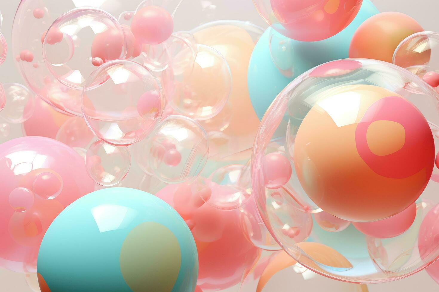 AI generated Colorful balloons on white background, 3d rendering. Computer digital drawing, Abstract Digital Illustration of Soft Color Balls and Bubble Gums, AI Generated photo