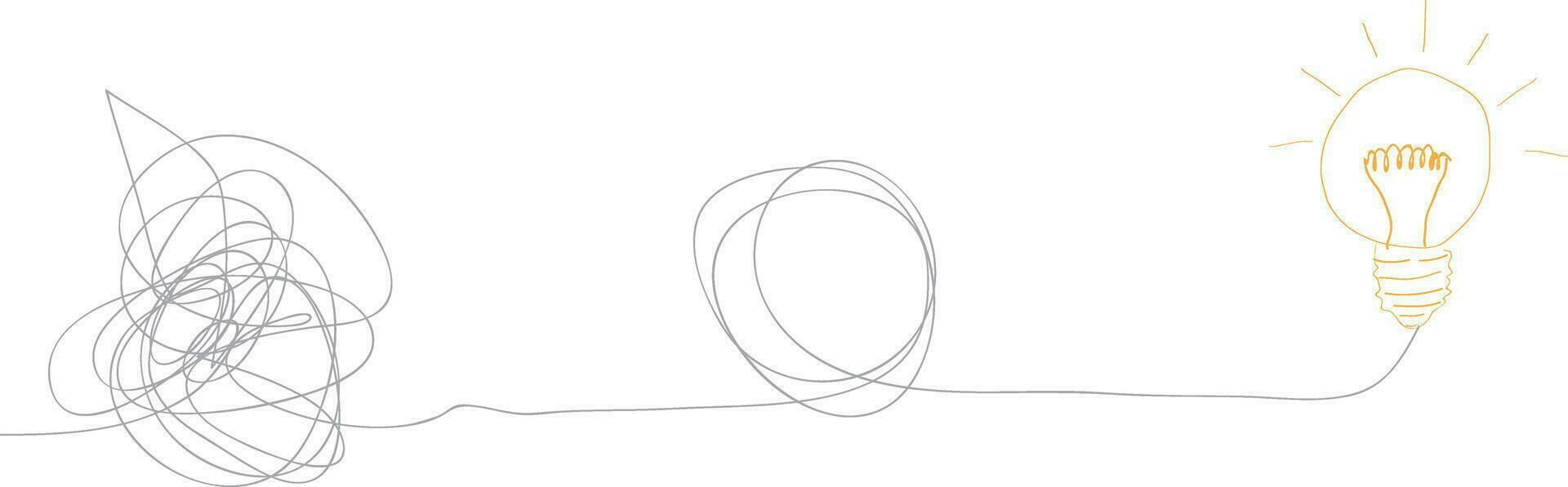 Cartoon knot, chaotic or chaos and order. Brain electric lamp idea. FAQ, business loading concept. Vector light bulb icon. Brilliant lightbulb. Education. Transform, change, evolution, transformation