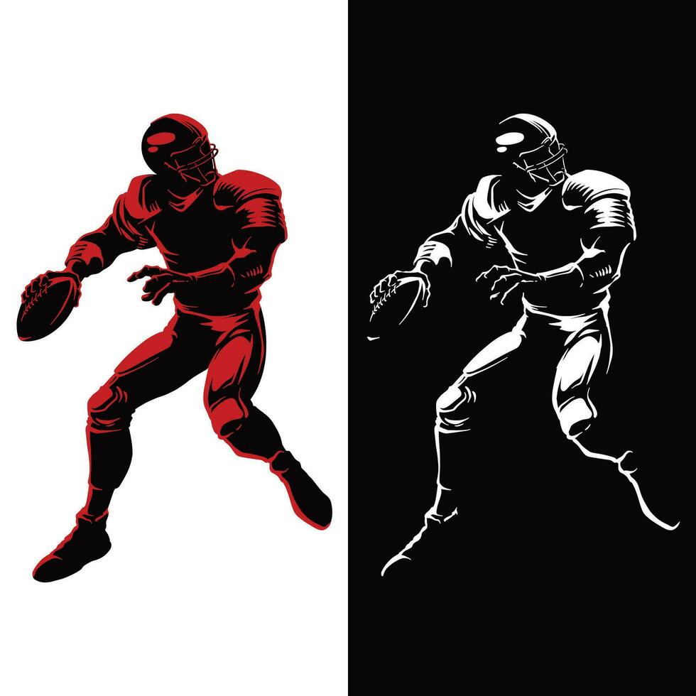 Silhouette Logo of Rugby Player Playing the Game vector