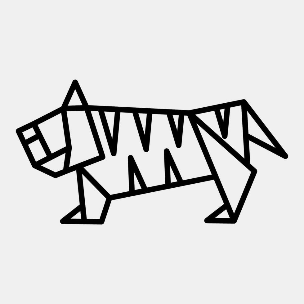 Icon tiger origami. Chinese Zodiac elements. Icons in line style. Good for prints, posters, logo, advertisement, decoration,infographics, etc. vector