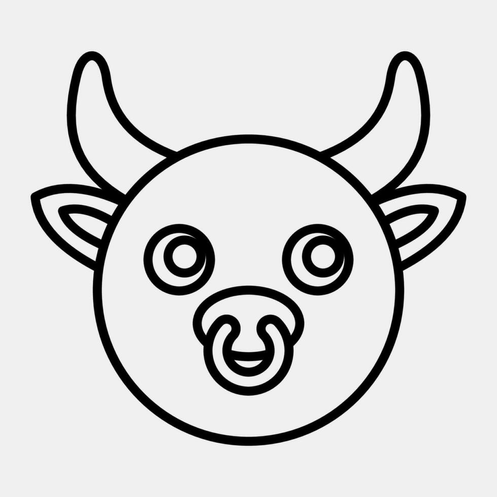 Icon ox face. Chinese Zodiac elements. Icons in line style. Good for prints, posters, logo, advertisement, decoration,infographics, etc. vector