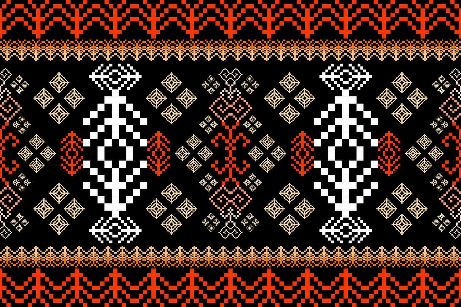 Geometric ethnic aztec embroidery style.Figure ikat oriental traditional art pattern.Design for ethnic background,wallpaper,fashion,clothing,wrapping,fabric,element,sarong,graphic,vector illustration. vector