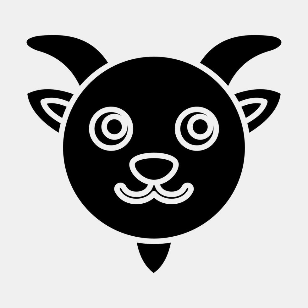 Icon goat face. Chinese Zodiac elements. Icons in glyph style. Good for prints, posters, logo, advertisement, decoration,infographics, etc. vector