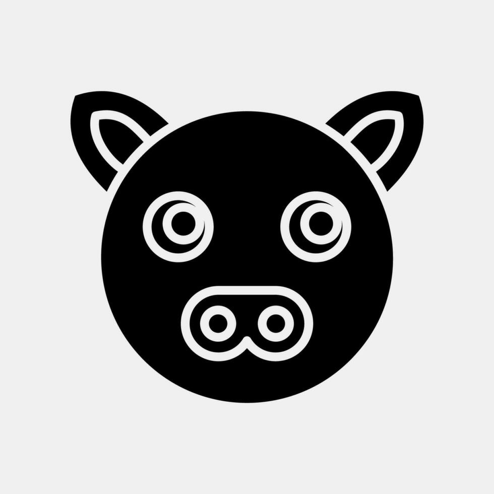 Icon pig face. Chinese Zodiac elements. Icons in glyph style. Good for prints, posters, logo, advertisement, decoration,infographics, etc. vector