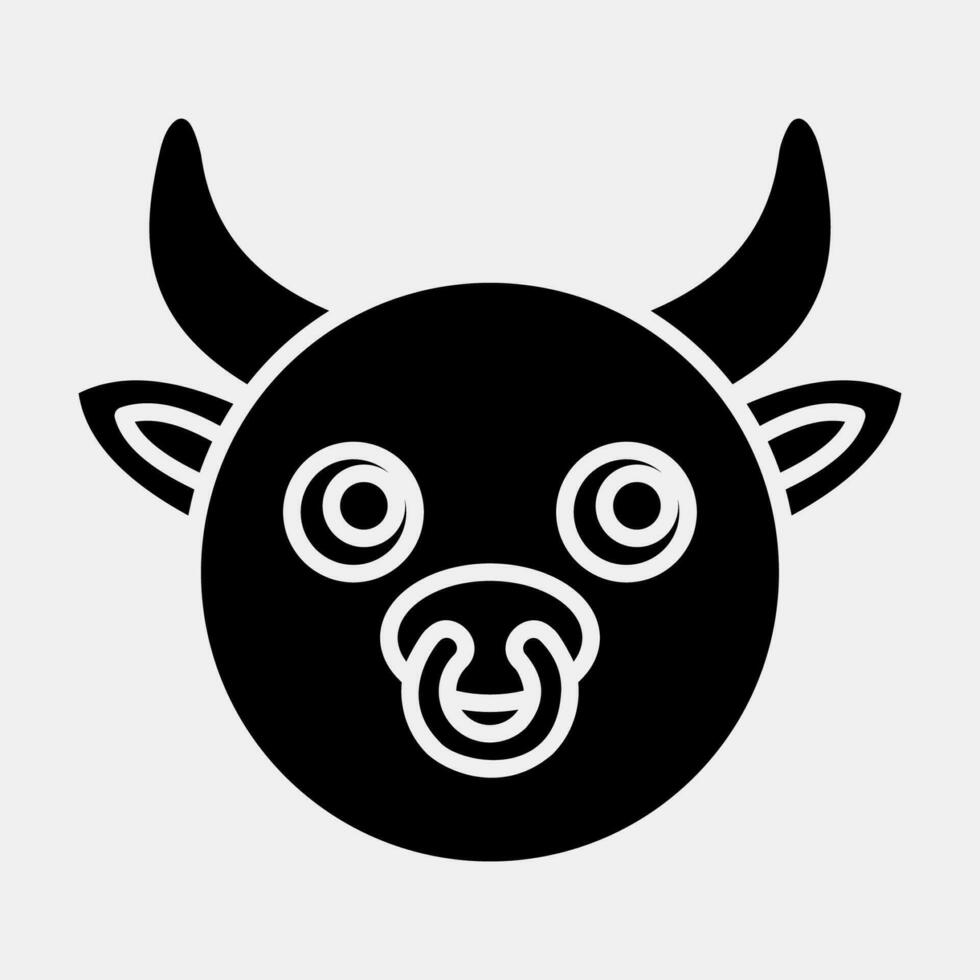 Icon ox face. Chinese Zodiac elements. Icons in glyph style. Good for prints, posters, logo, advertisement, decoration,infographics, etc. vector