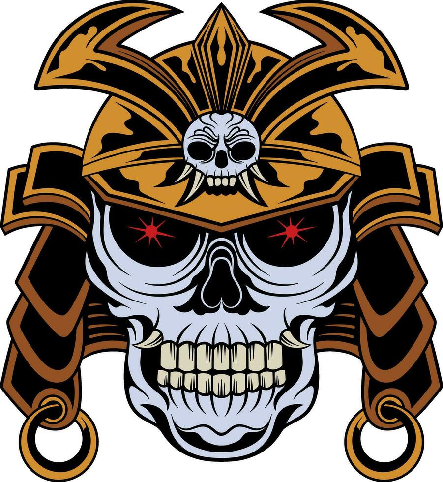 Vector illustration skull head with samurai