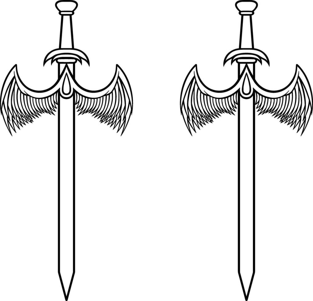 vector espada ilustración con ornamento y alas