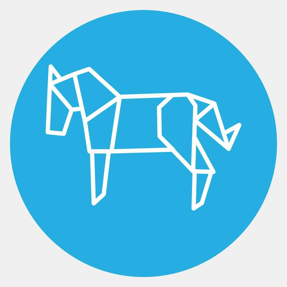 Icon horse origami. Chinese Zodiac elements. Icons in blue round style. Good for prints, posters, logo, advertisement, decoration,infographics, etc. vector