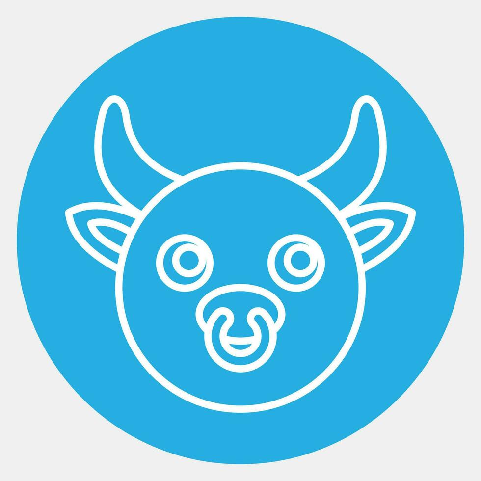 Icon ox face. Chinese Zodiac elements. Icons in blue round style. Good for prints, posters, logo, advertisement, decoration,infographics, etc. vector