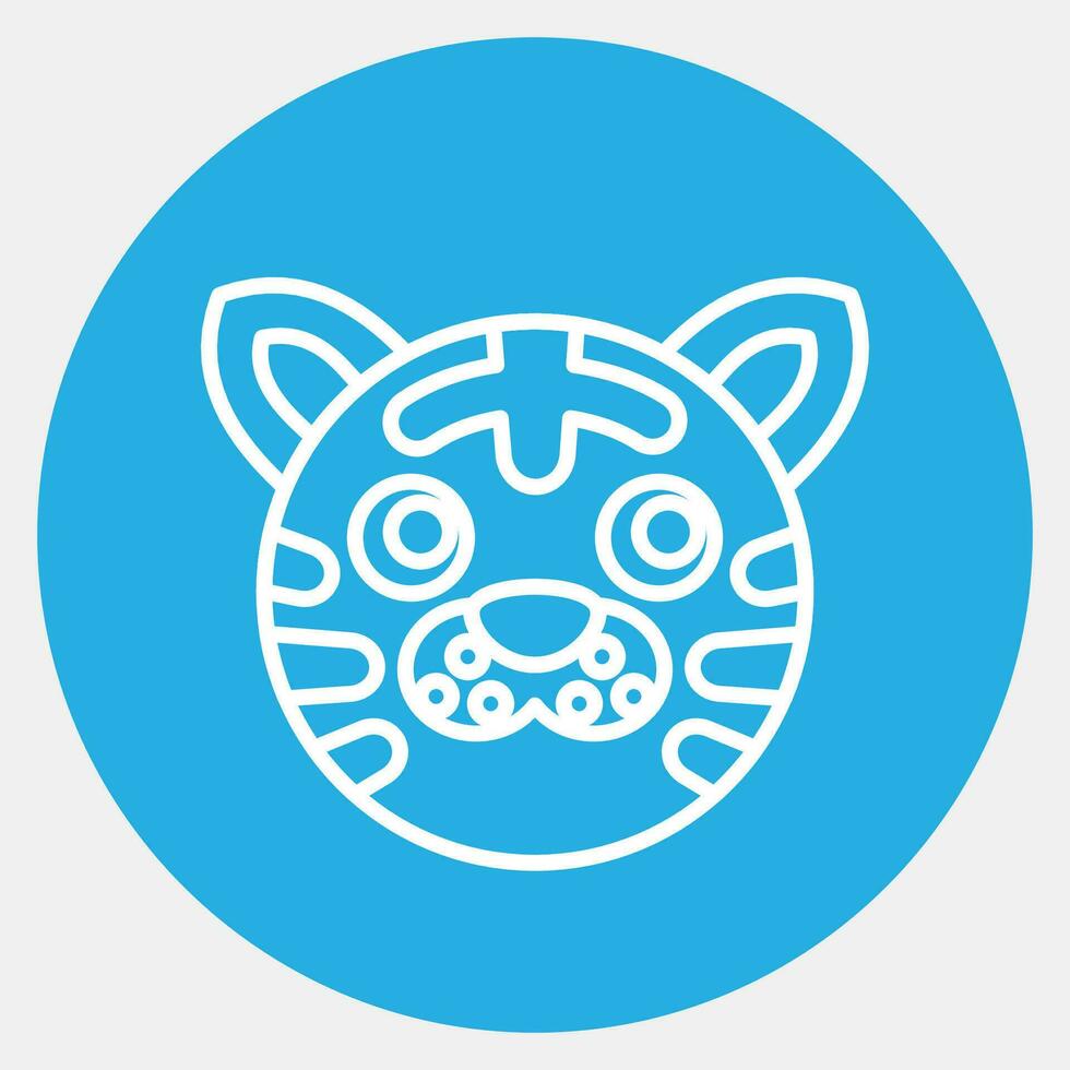 Icon tiger face. Chinese Zodiac elements. Icons in blue round style. Good for prints, posters, logo, advertisement, decoration,infographics, etc. vector
