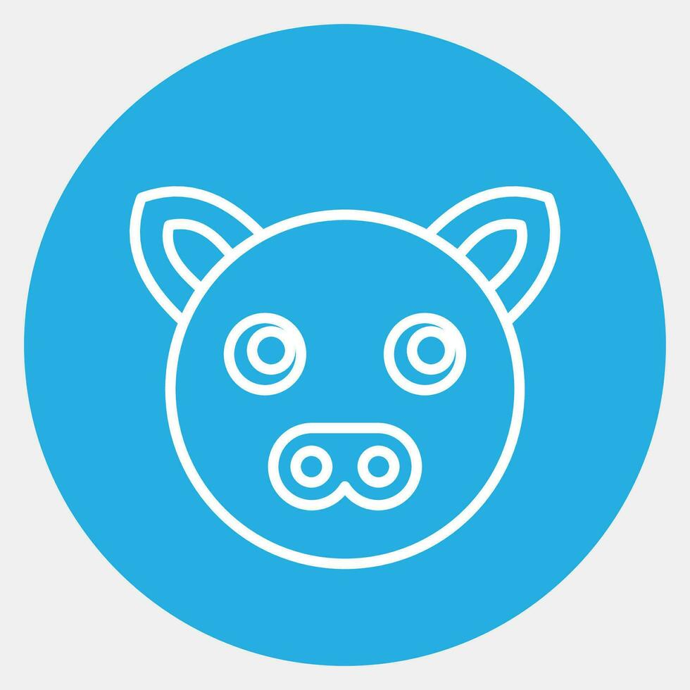 Icon pig face. Chinese Zodiac elements. Icons in blue round style. Good for prints, posters, logo, advertisement, decoration,infographics, etc. vector