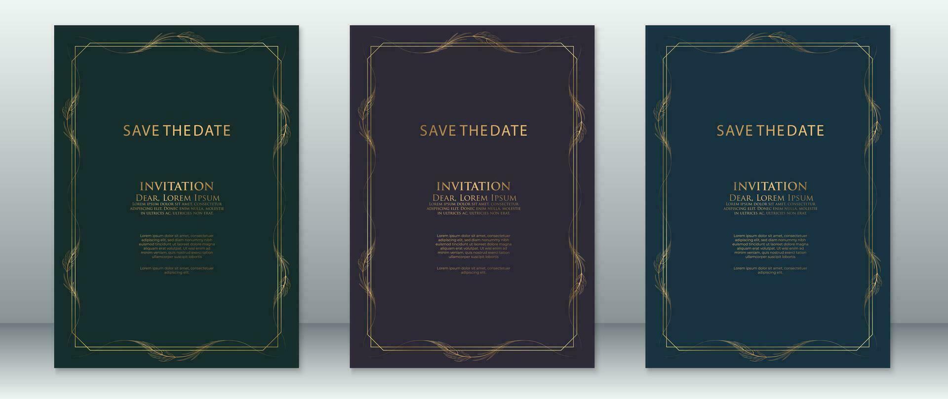 Luxury wedding invitation card template vintage design vector