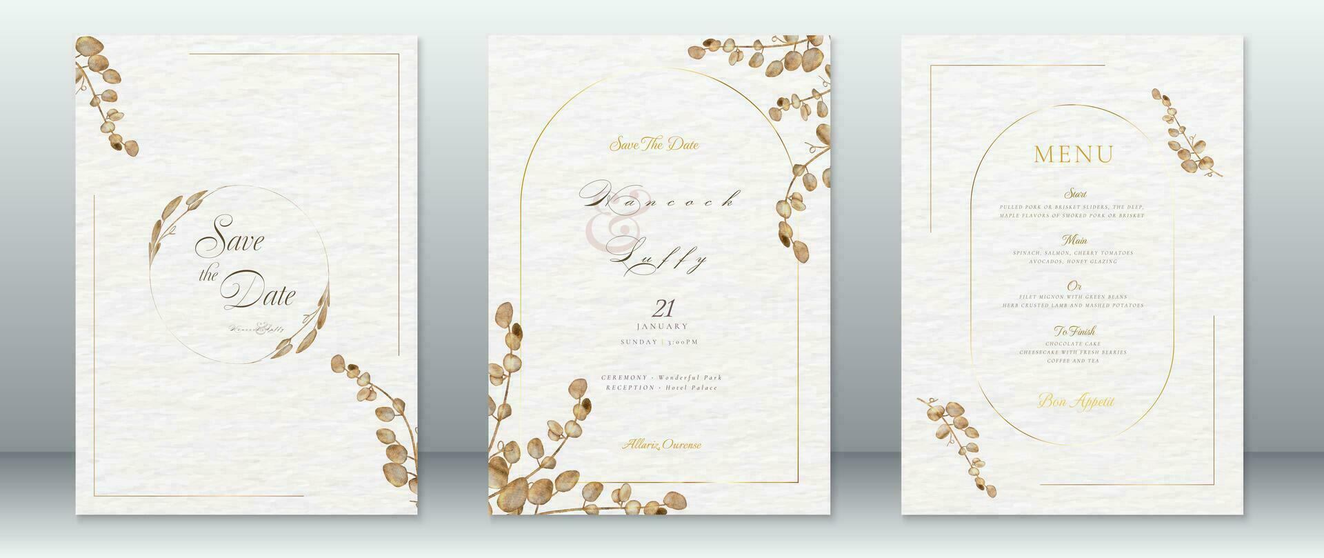 Wedding invitation card template nature design vector