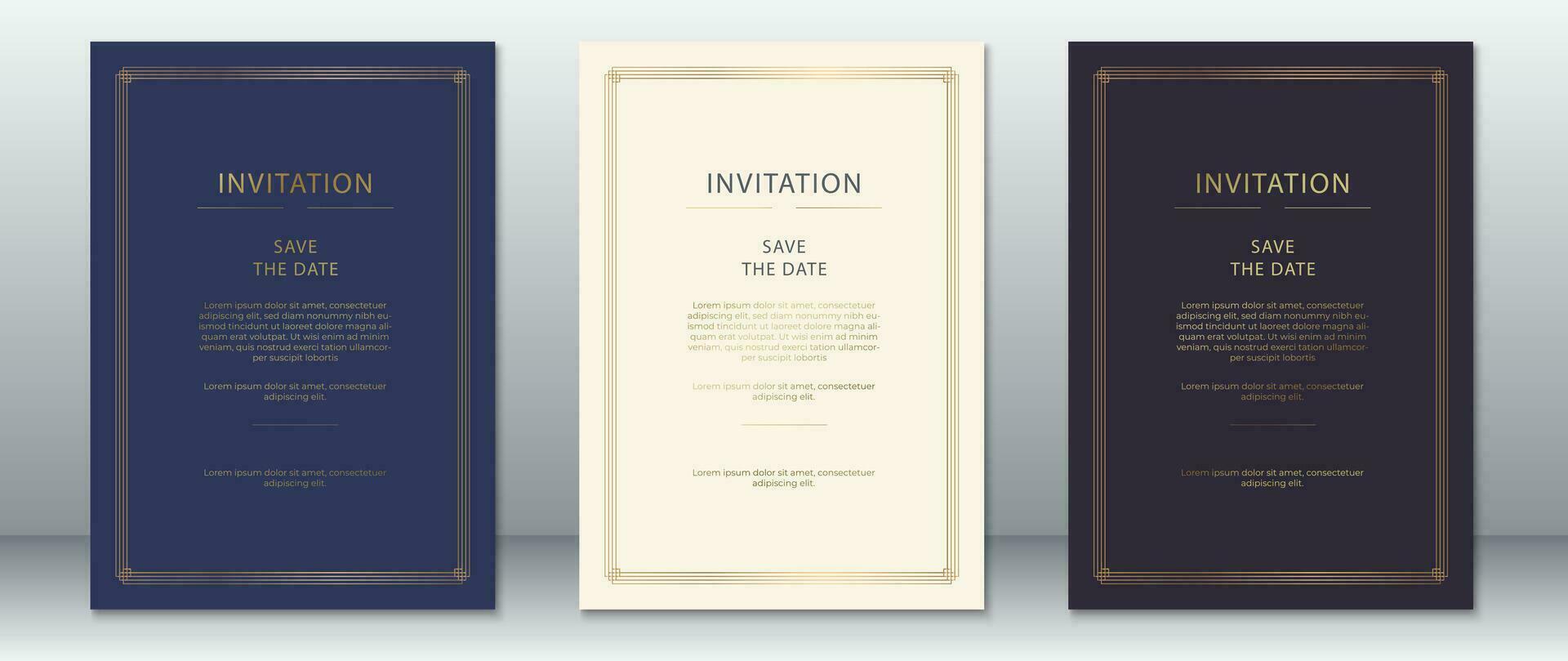 Luxury wedding invitation card template vintage design vector