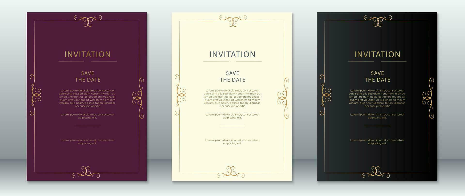 Luxury wedding invitation card template vintage design vector