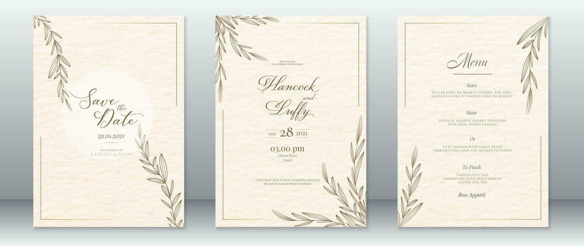 Golden wedding invitation card template luxury design vector