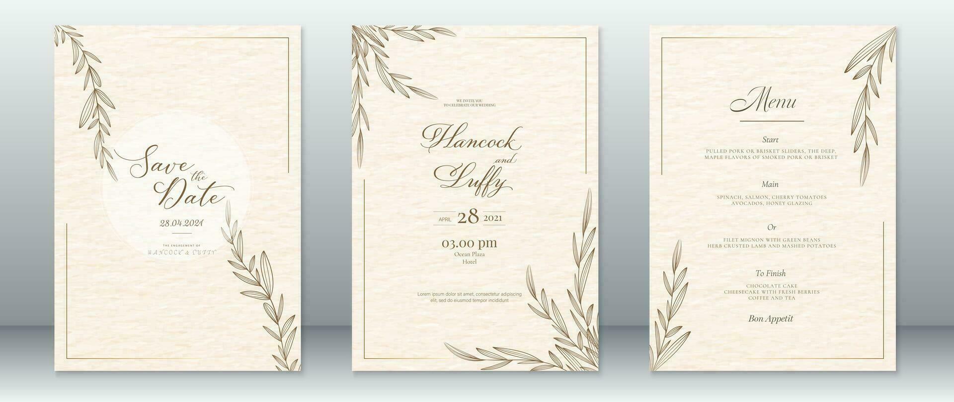 plantilla de tarjeta de invitación de boda dorada diseño de lujo vector