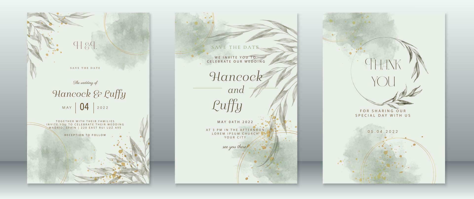 Wedding invitation card template nature design vector