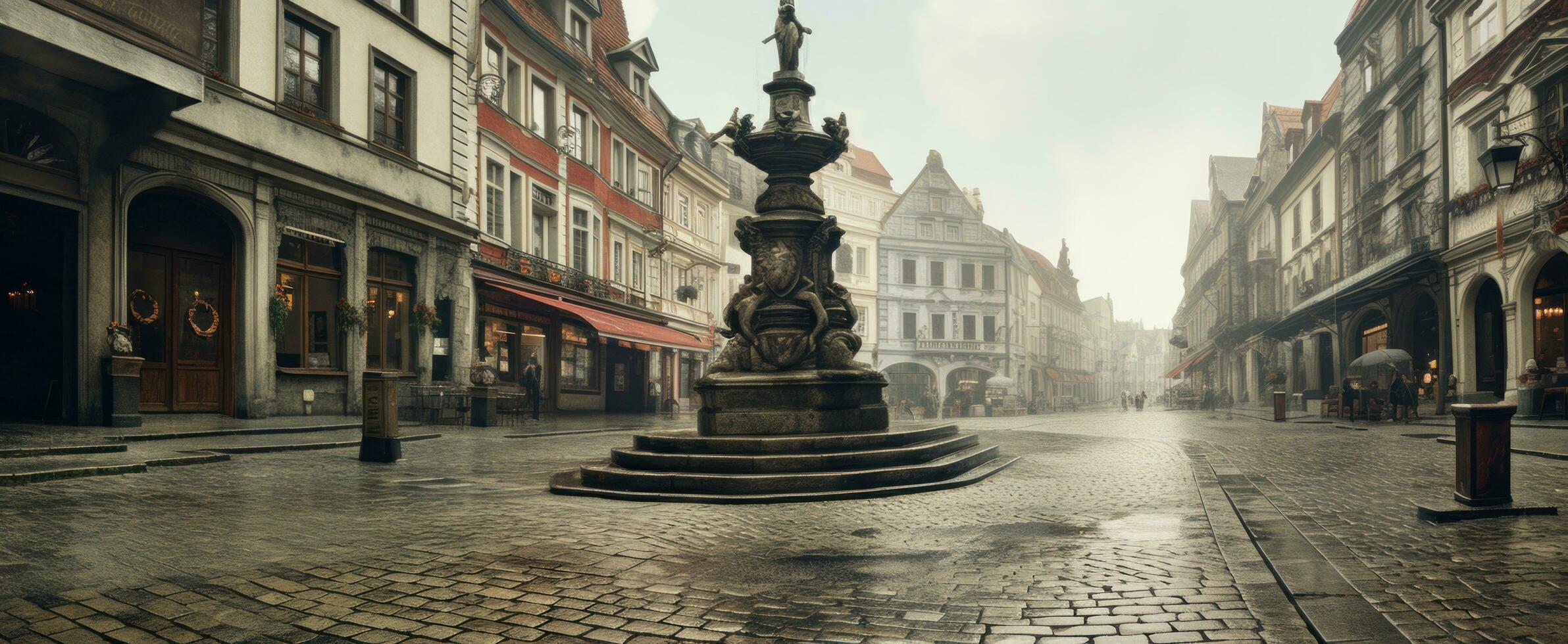 AI generated city square with fountain photo