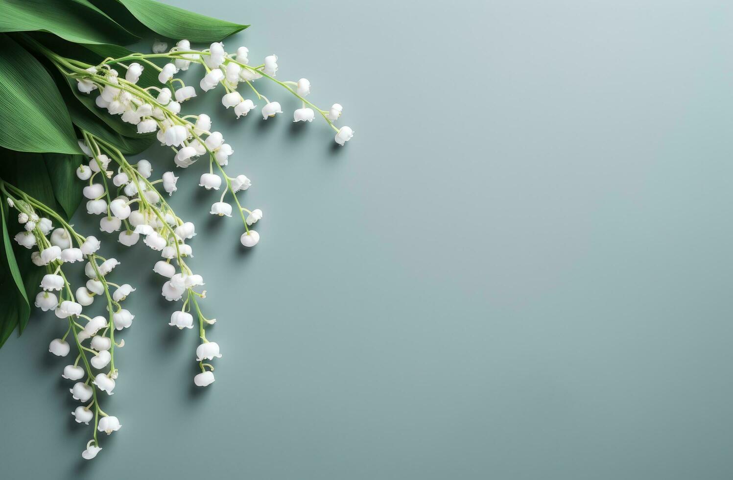 AI generated frame with lily of the valley flowers, photo