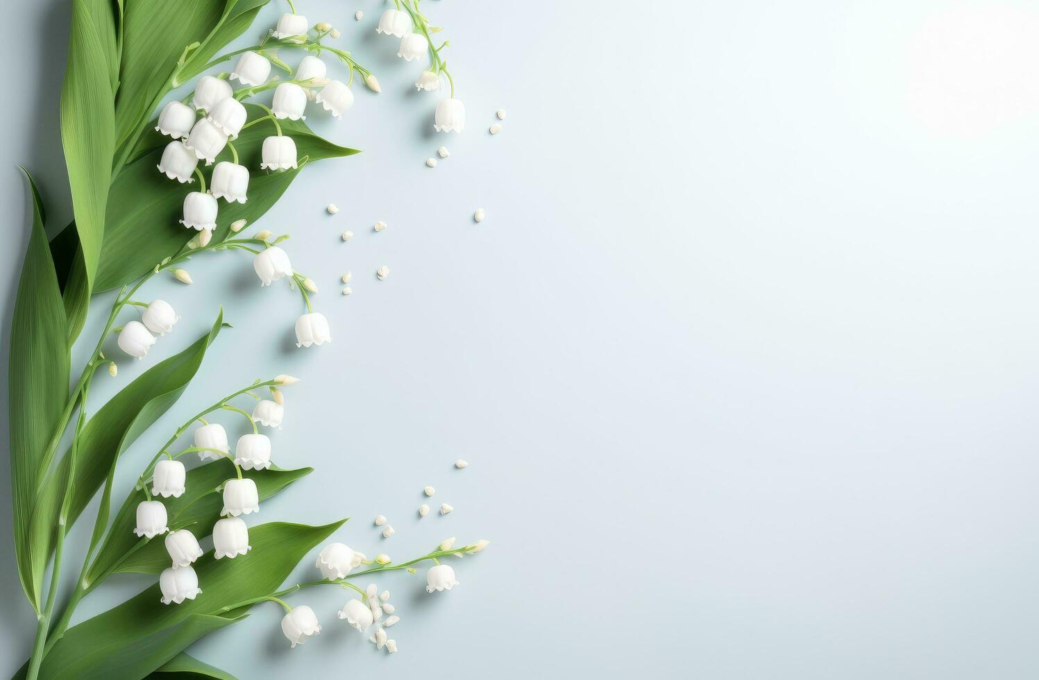 AI generated frame with lily of the valley flowers, photo