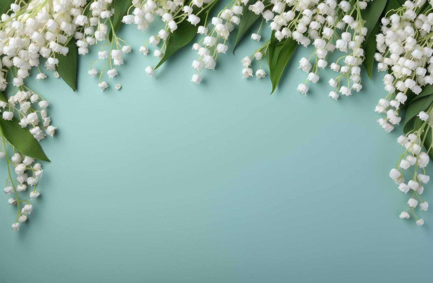 AI generated frame with lily of the valley flowers, photo