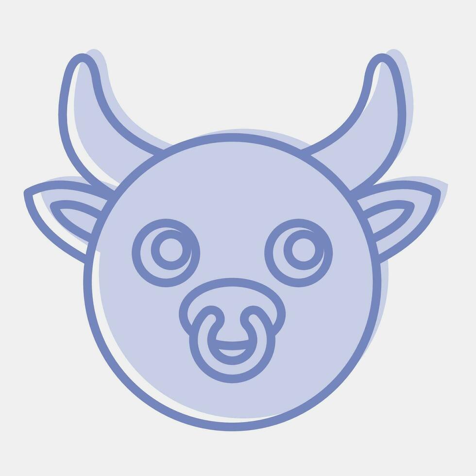 Icon ox face. Chinese Zodiac elements. Icons in two tone style. Good for prints, posters, logo, advertisement, decoration,infographics, etc. vector