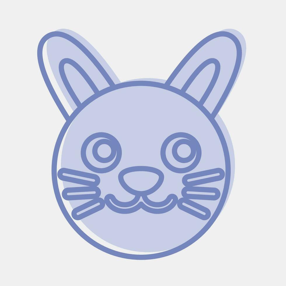 Icon bunny face. Chinese Zodiac elements. Icons in two tone style. Good for prints, posters, logo, advertisement, decoration,infographics, etc. vector