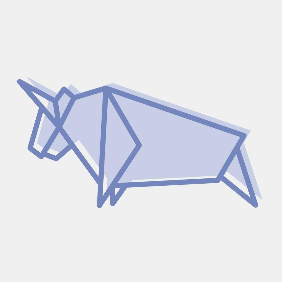 Icon ox origami. Chinese Zodiac elements. Icons in two tone style. Good for prints, posters, logo, advertisement, decoration,infographics, etc. vector