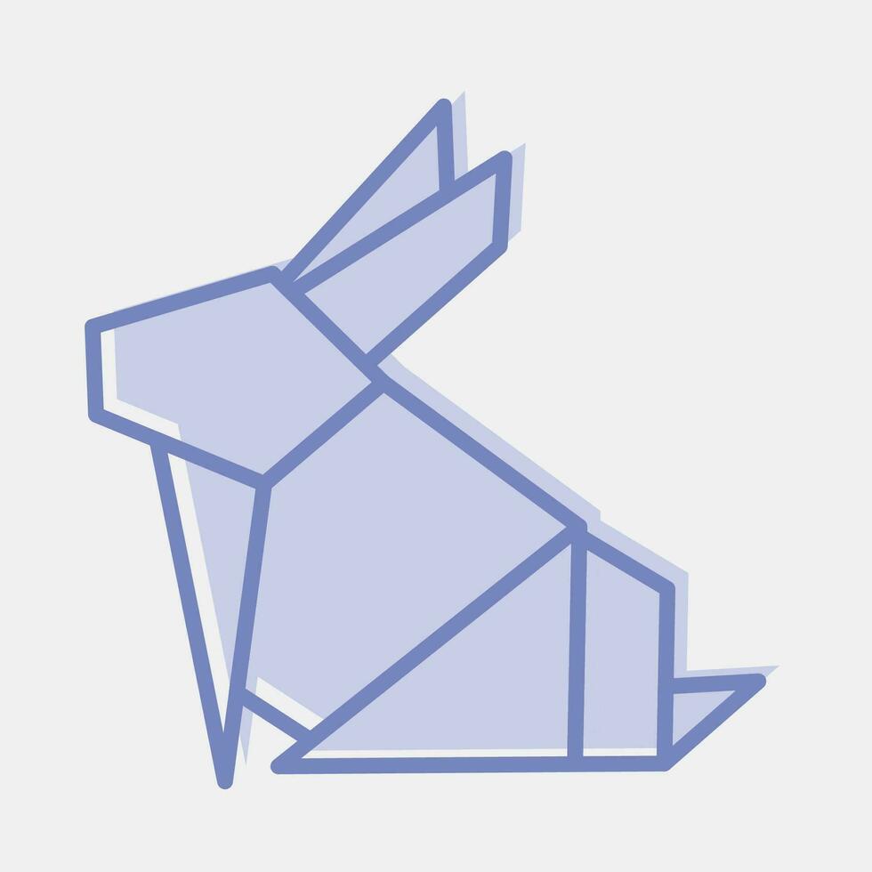 Icon bunny origami. Chinese Zodiac elements. Icons in two tone style. Good for prints, posters, logo, advertisement, decoration,infographics, etc. vector