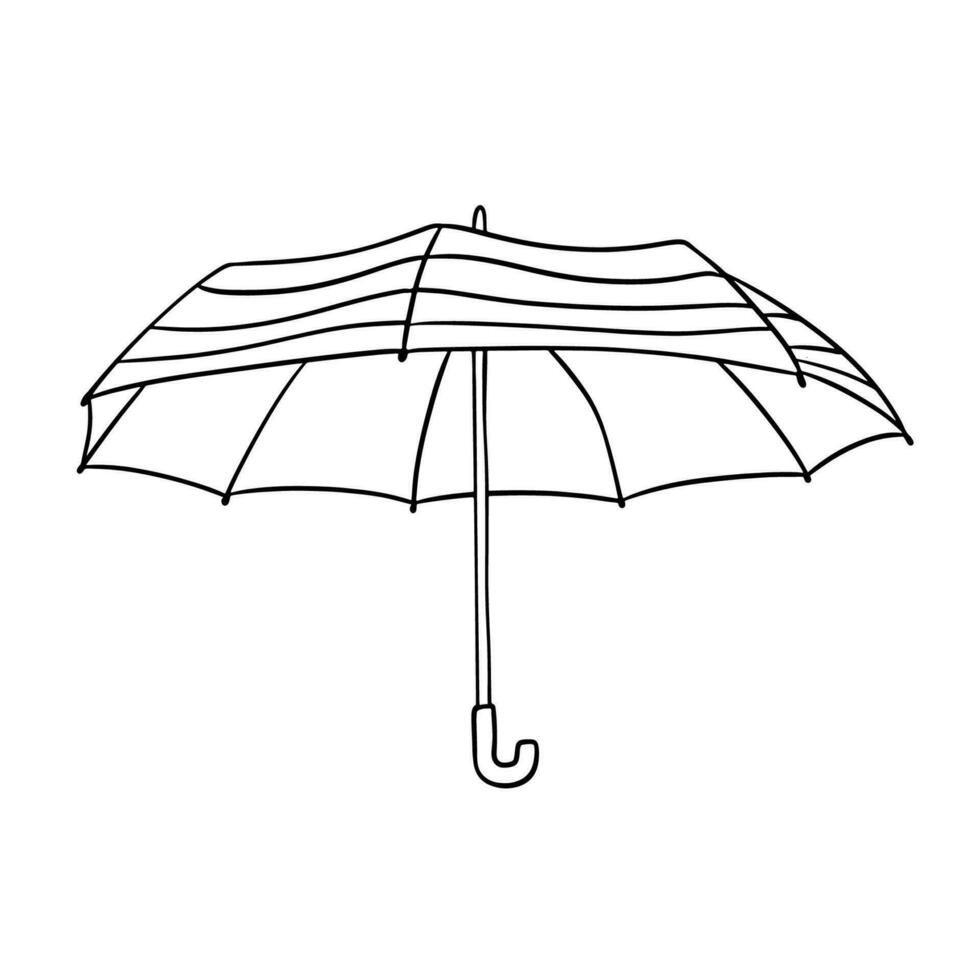 Open umbrella doodle outline sketch. Vector illustration for coloring book
