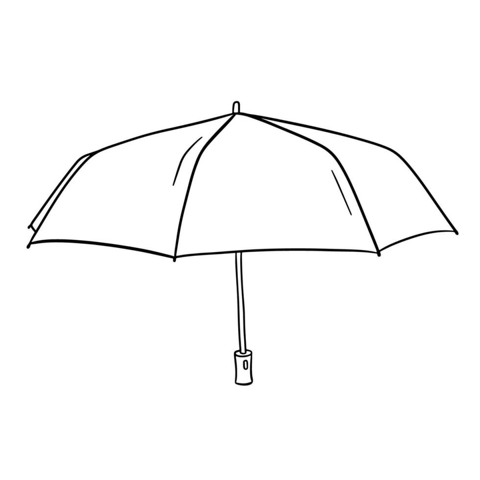 abierto paraguas garabatear contorno bosquejo. vector ilustración