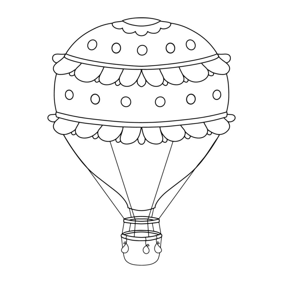 Outline hot air balloon. Line illustration isolated on white for childish coloring book vector