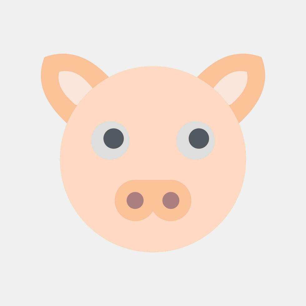 icono cerdo rostro. chino zodíaco elementos. íconos en plano estilo. bueno para huellas dactilares, carteles, logo, anuncio publicitario, decoración, infografías, etc. vector