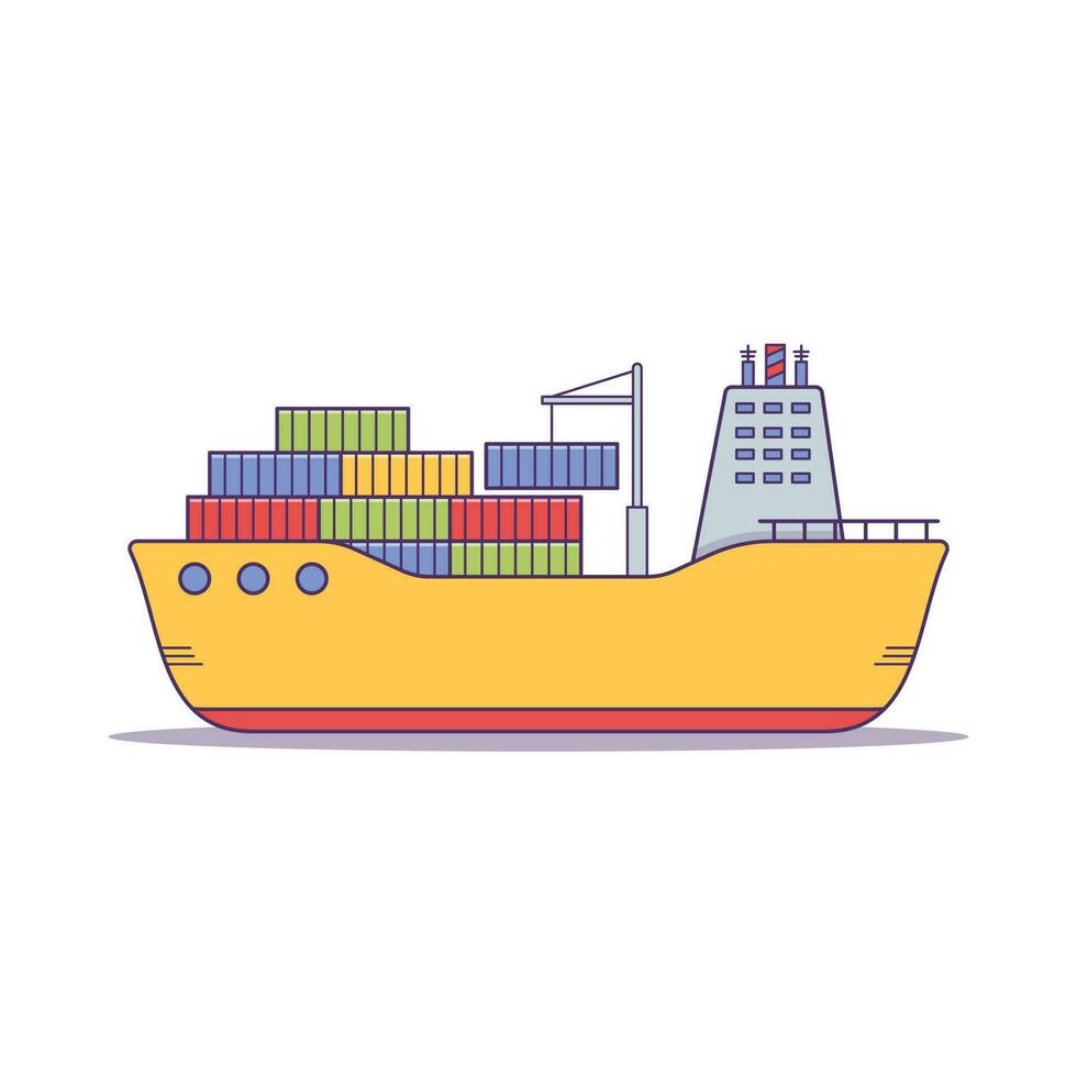 Container ship, Cargo ship, Delivery and Logistic illustration vector