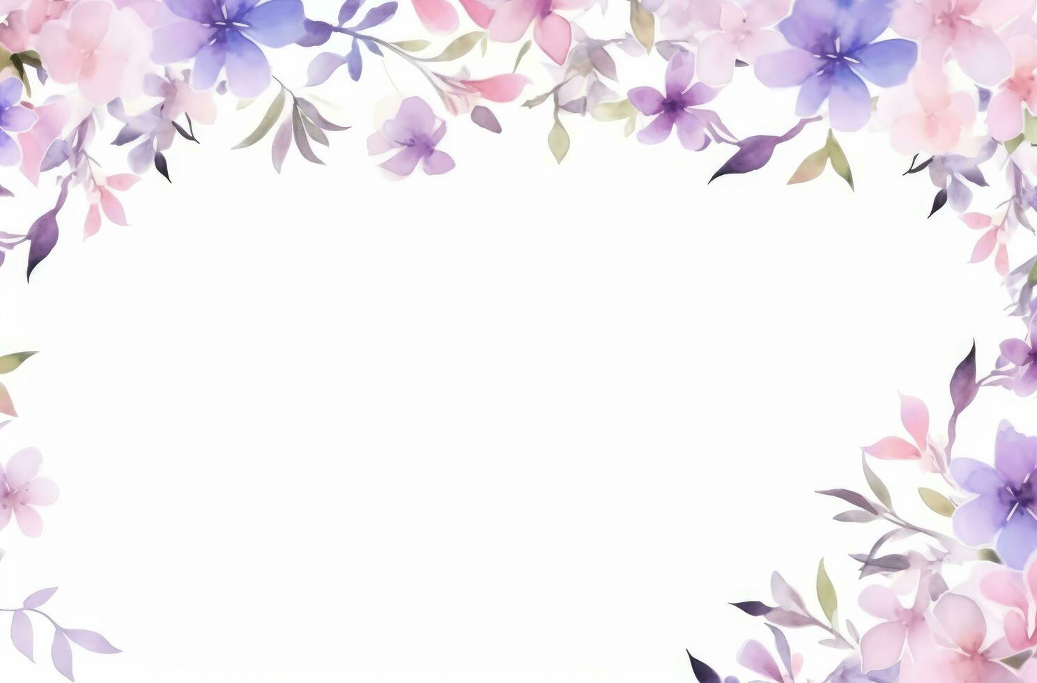 AI generated colorful blossom frame with leaves and flowers backgrounds photo