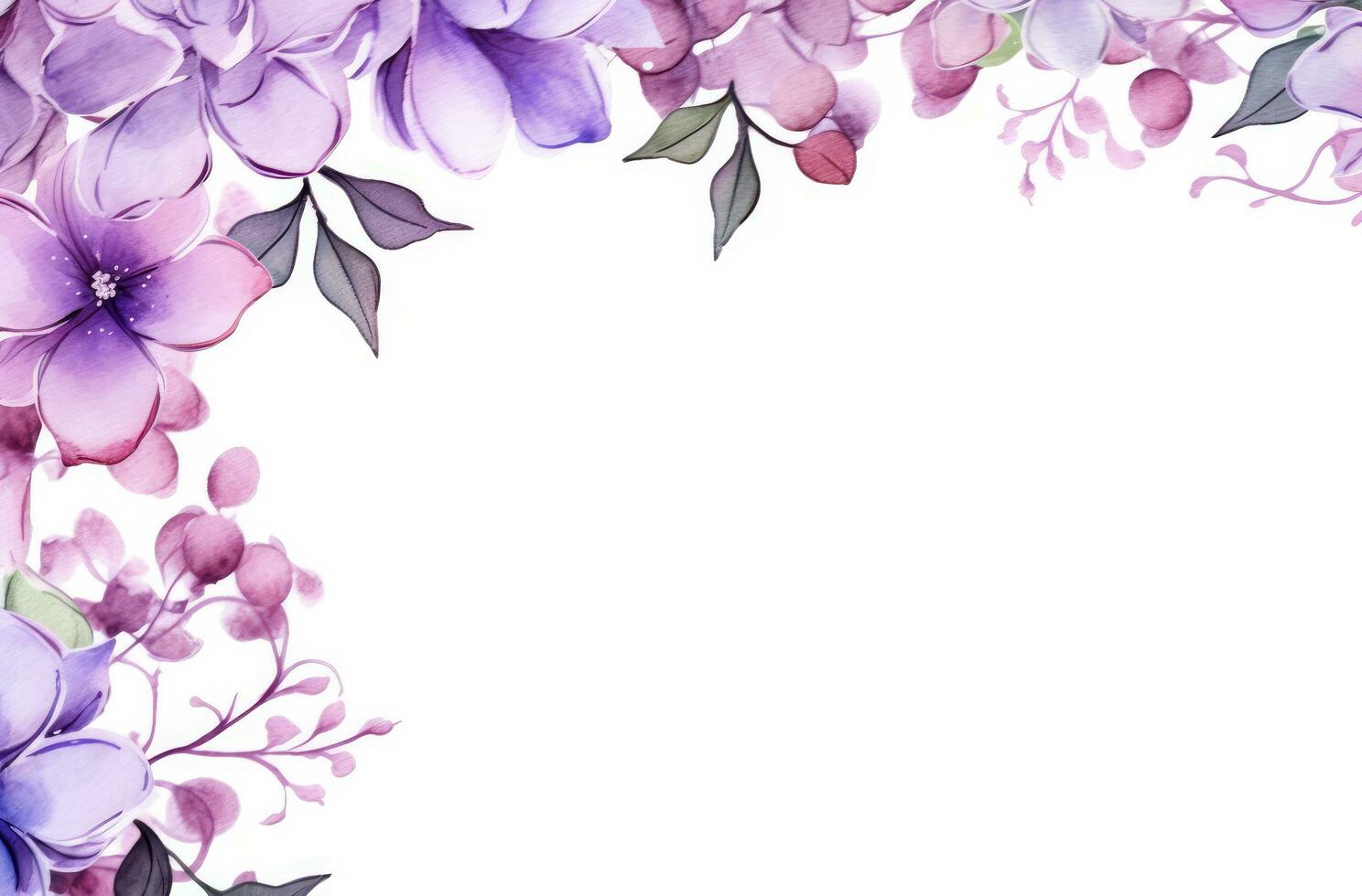 AI generated colorful blossom frame with leaves and flowers backgrounds photo