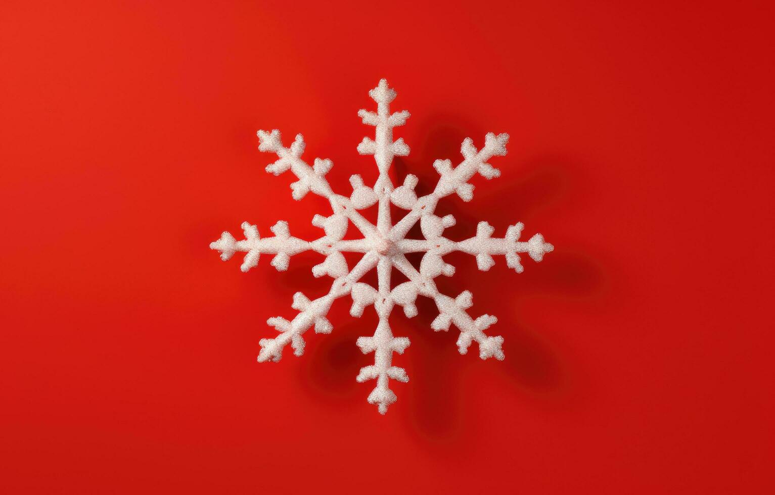 AI generated christmas snowflake isolated on red background, photo