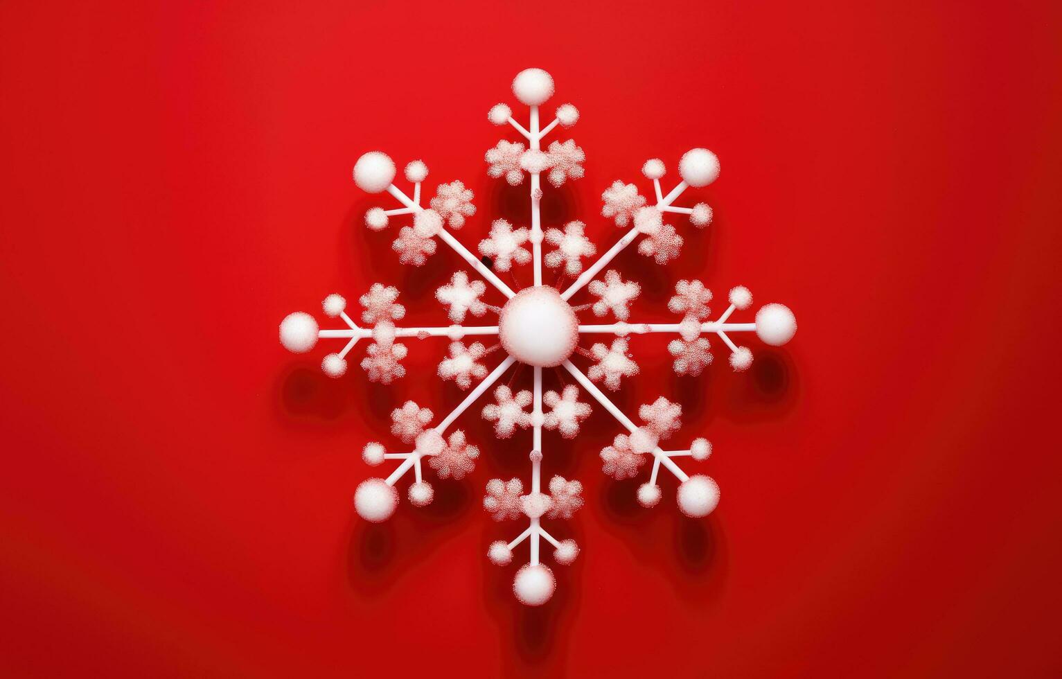 AI generated christmas snowflake isolated on red background, photo