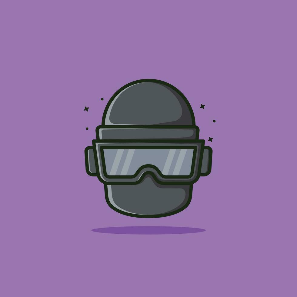 Steel helmet full face pubg vector illustration with purple background