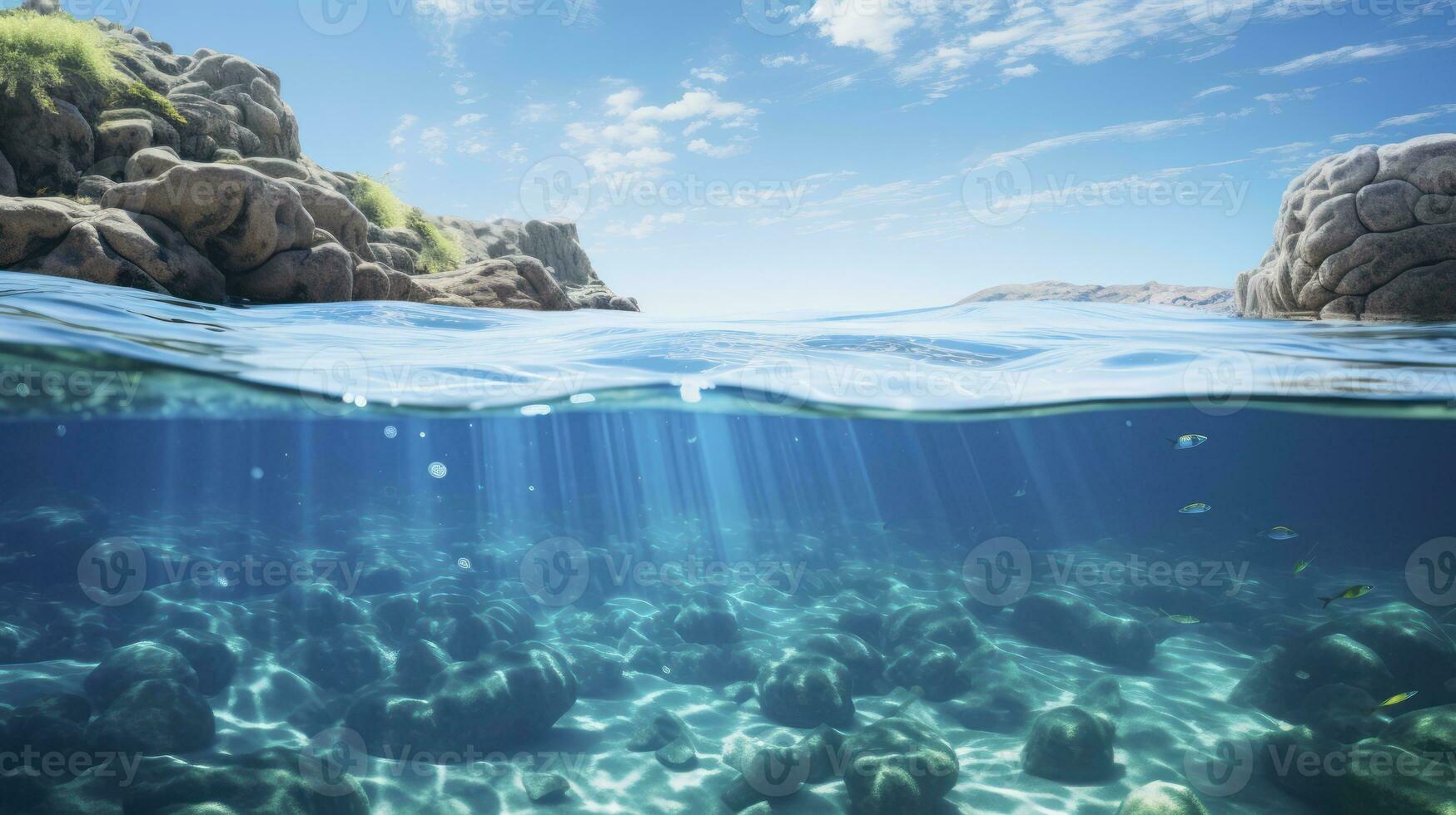 AI generated The Invigorating Embrace of a Swim in Crystal-Clear Waters photo