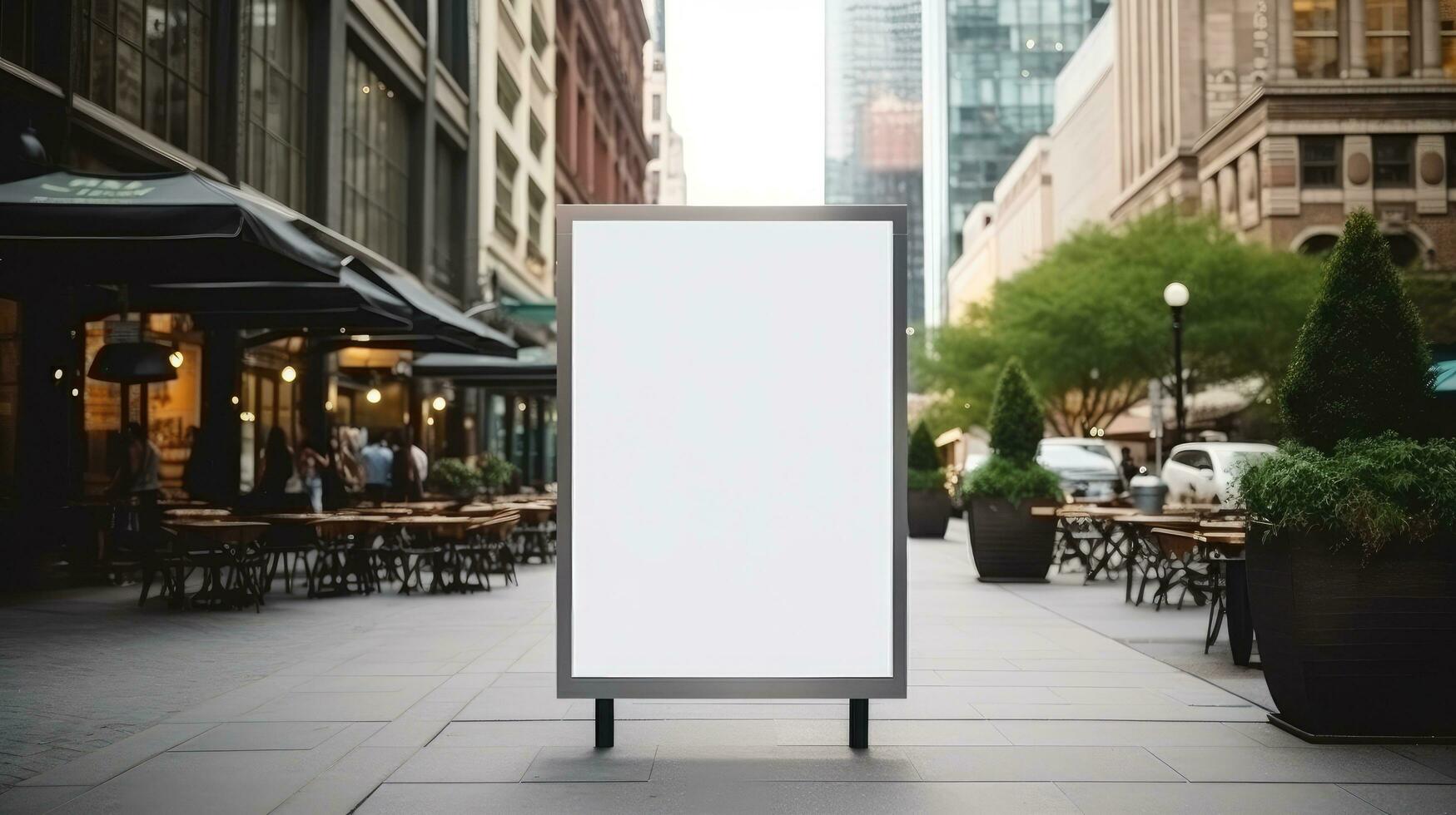 AI generated Blank restaurant shop sign or menu board with blank front realistic on a mockup template photo