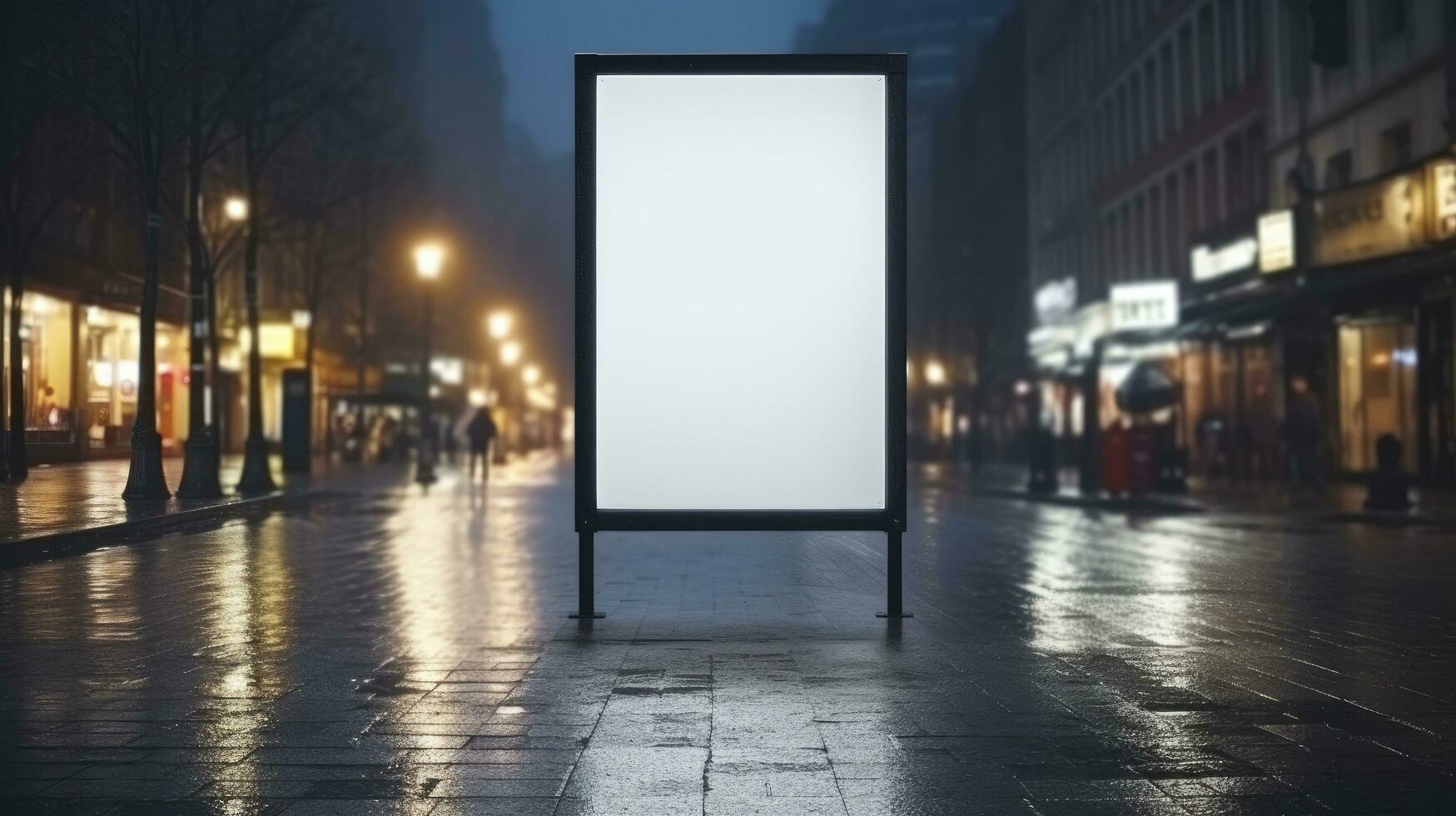 AI generated Blank restaurant shop sign or menu board with blank front realistic on a mockup template photo