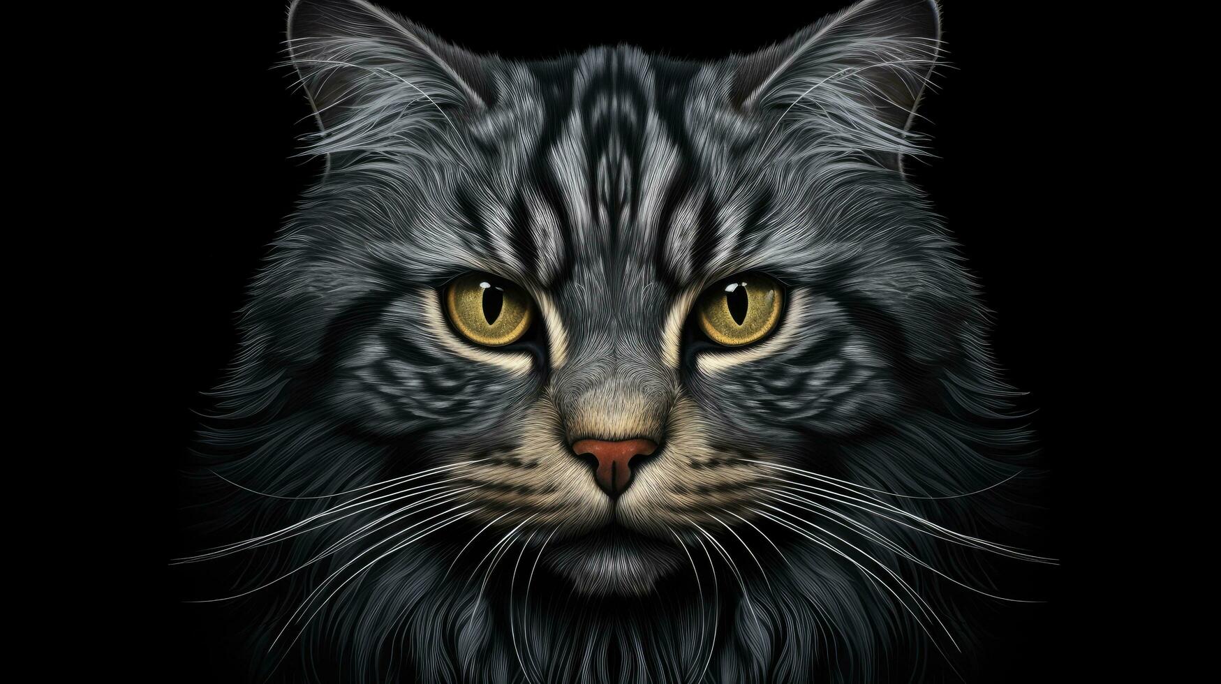 AI generated an image of a black and grey striped cat, photo