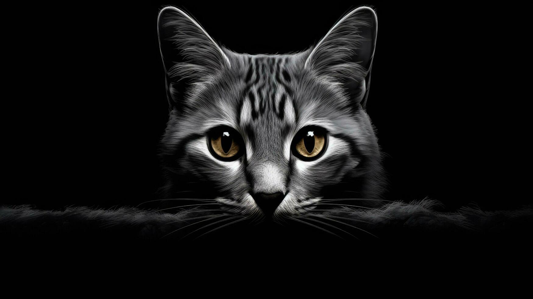 AI generated an image of a black and grey striped cat, photo
