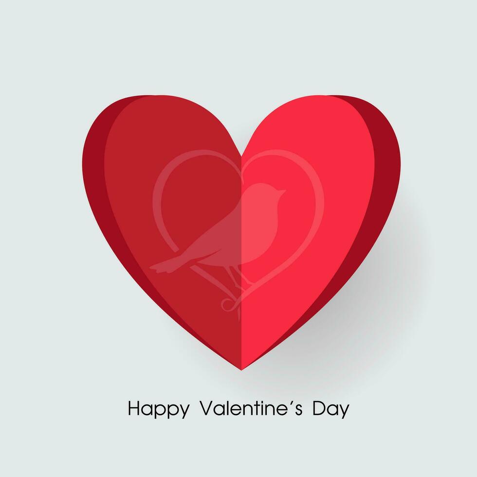 Paper cut heart shape with bird in heart to greeting card party Vector illustration for Valentine's day design