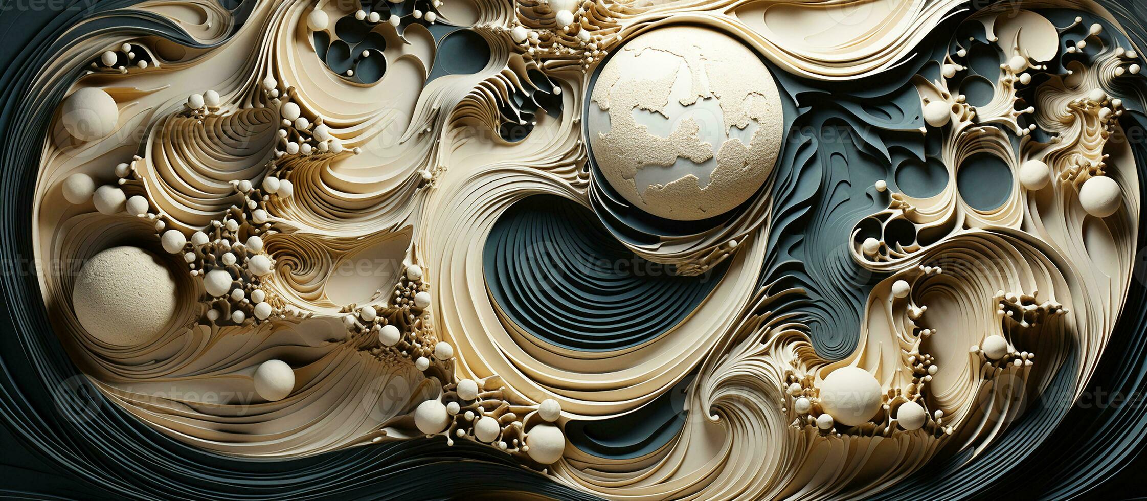 AI generated Abstract piece focusing on intricate textures, rough and smooth surfaces, experimenting with light and shadow photo