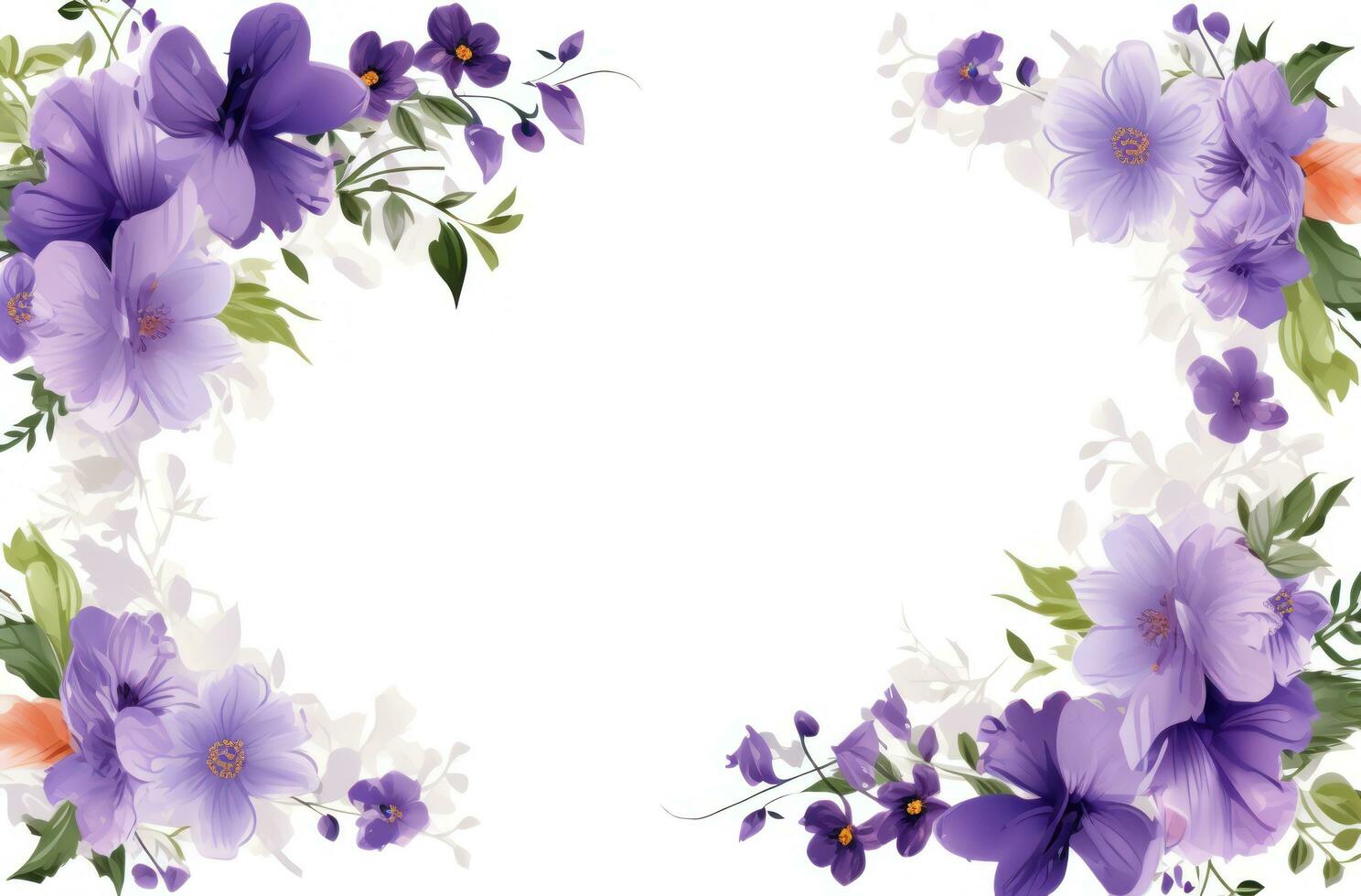 AI generated a white frame with flowers to place in the middle, photo