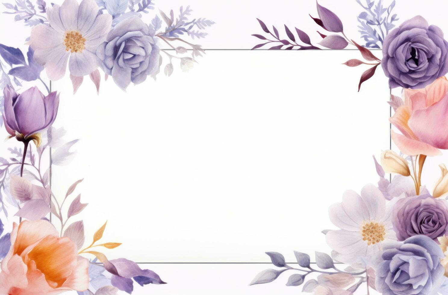 AI generated a white frame with flowers to place in the middle, photo